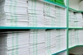 Folders with documents on the shelf in the office. Office background Royalty Free Stock Photo