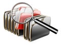 Folders and files search icon - folders under the magnifier. Royalty Free Stock Photo