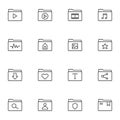 Folders gallery line icons set Royalty Free Stock Photo