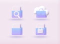 Folders icon wit different types of elements. Cloud storage, lock and magnifying glass. Digital file organization service or app Royalty Free Stock Photo