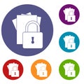 Folders with padlock icons set Royalty Free Stock Photo