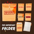 Folders set with different stamp text come with blank document. Royalty Free Stock Photo