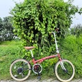 Folding bike red Royalty Free Stock Photo