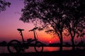 Folding Bike at Sunset Silhouette
