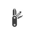 Folding camping knife vector icon