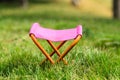 Folding camping stool in the park outdoor