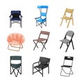 folding chair set cartoon vector illustration