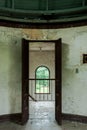 Folding Door Open to Stairwell - Abandoned Warner & Swasey Observatory - East Cleveland, Ohio Royalty Free Stock Photo