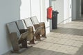 Folding Down Theater Seating with Trashcan Royalty Free Stock Photo