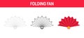 Folding Fan tracing and coloring worksheet for kids