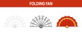 Folding Fan tracing and coloring worksheet for kids