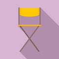 Folding fishing chair icon, flat style