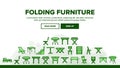 Folding Furniture Landing Header Vector