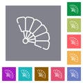 Folding hand fan outline square flat icons Royalty Free Stock Photo