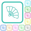 Folding hand fan outline vivid colored flat icons Royalty Free Stock Photo