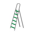 Folding Ladder Opened With Green Steps Vector Illustration