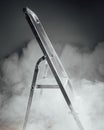 Folding ladder in smoke