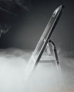 Folding ladder in smoke