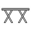 Folding metal table icon, outline style