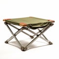 Folding Olive Camping Stool: Classic Still Life Composition With Ottoman Table