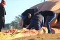 Folding and Packing a Hot Air Balloon Royalty Free Stock Photo