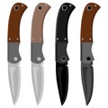 Folding pocket knife. A set of vector folding knives