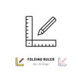 Folding ruler icon. Ruler and pencil thin line art icons. Repair home Building tools