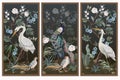 Folding screen in chinoiserie style with peacock and peonies