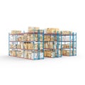 Folding shelves with post packages against a white background Royalty Free Stock Photo