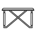 Folding steel table icon, outline style