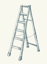 Folding stepladder. Vector drawing icon