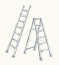 Folding stepladder. Vector drawing icon