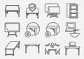 folding table lineal icon set