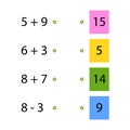 Folding trainer. Choose the correct answer. Addition tables. Fill in the missing numbers. Logic game. Children education