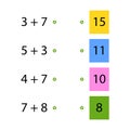 Folding trainer. Choose the correct answer. Addition tables. Fill in the missing numbers. Logic game. Children education