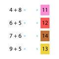 Folding trainer. Choose the correct answer. Addition tables. Fill in the missing numbers. Logic game. Children education