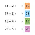 Folding trainer. Choose the correct answer. Addition tables. Fill in the missing numbers. Logic game. Children education