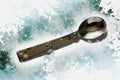 Folding travel spoon. Three-part pocket metal spoon. Hiking, fishing and hunting. Digital watercolor painting