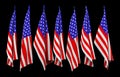 folding United State of America National flag pattern row with clipping path isolated on black background