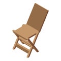 Folding wood chair icon, isometric style