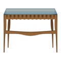 Folding wood table top view in realistic style. Turquoise table top. Home wooden furniture design