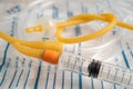 Foley urinary catheter with urine bag for disability or patient in hospital Royalty Free Stock Photo