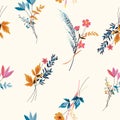 Delicate hand drawn and painted mewdow floral seamless pattern vector, Design for fashion