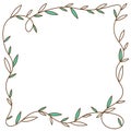 foliage border on empty white background