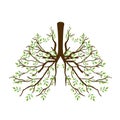 Foliage and branches forming lungs and bronchus human organ anatomy showing healthy lungs for no tobacco day