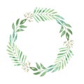 Foliage Green Leaf Watercolor Leaves Wreath Nature Garland Wedding Royalty Free Stock Photo