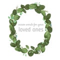 Foliage oval wreath frame watercolor pattern, wedding invitation Royalty Free Stock Photo