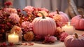 foliage pink pumpkins