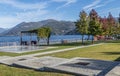 Foliage with red leaves in Luino, near the Lake Maggiore