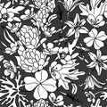 049_Seamless pattern. Flowering wildflowers. Linear vector background Royalty Free Stock Photo